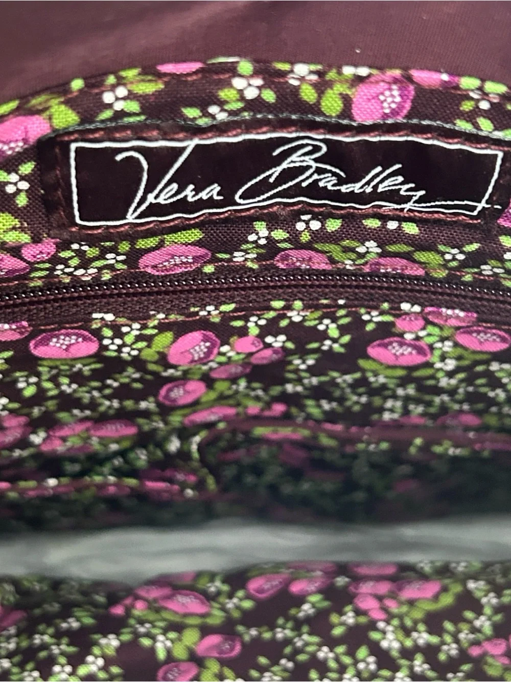 Vera Bradley Quilted Wine color Drawstring Backpack